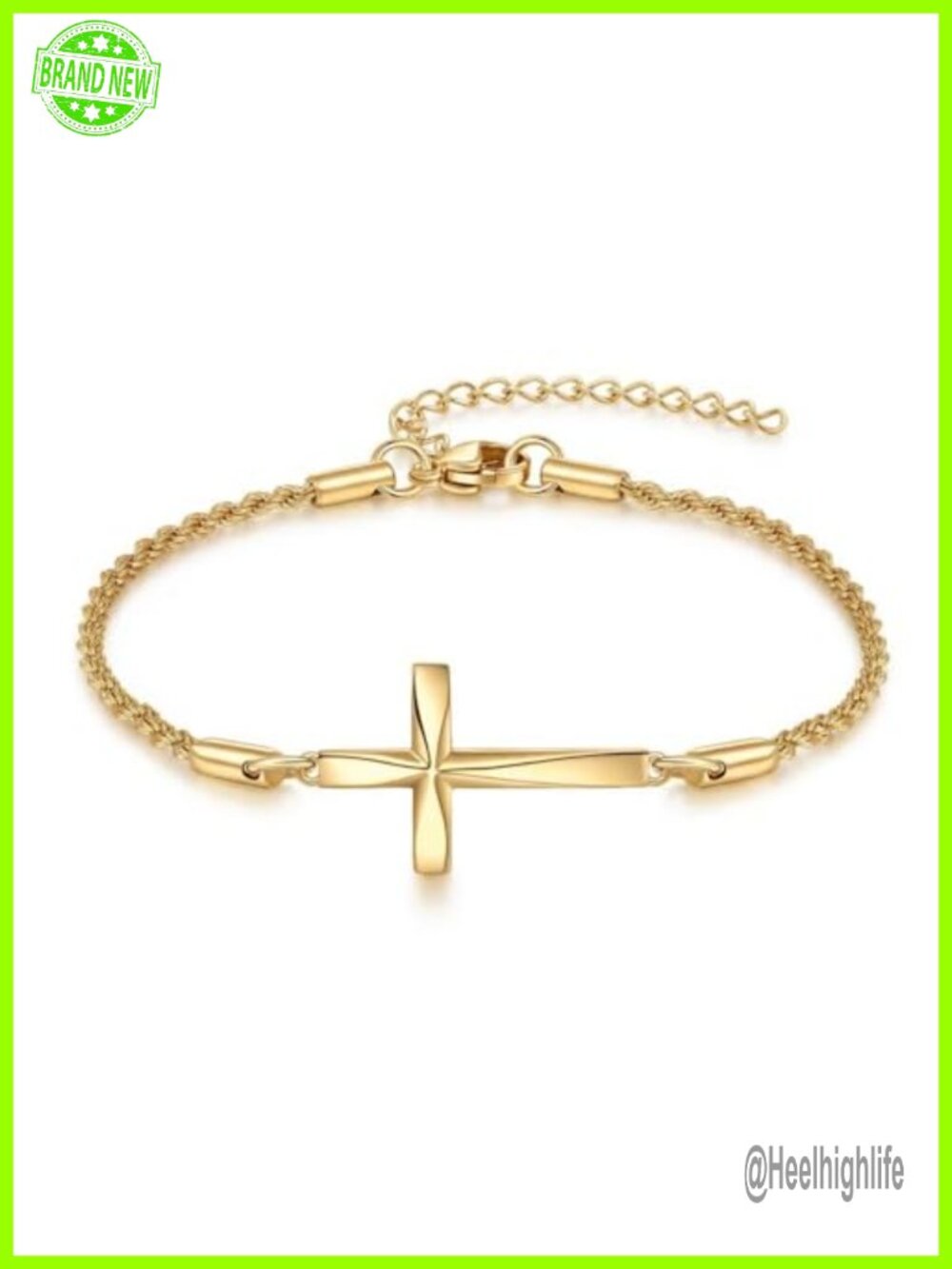 18k White Gold Plated Origami Cross Link Bracelet Christian Religious Jewelry